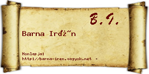 Barna Irén névjegykártya